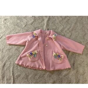 Ali Mac Girls 6 FLARE Swing Spring Jacket Coat Pink SOFT Fleece Flowers